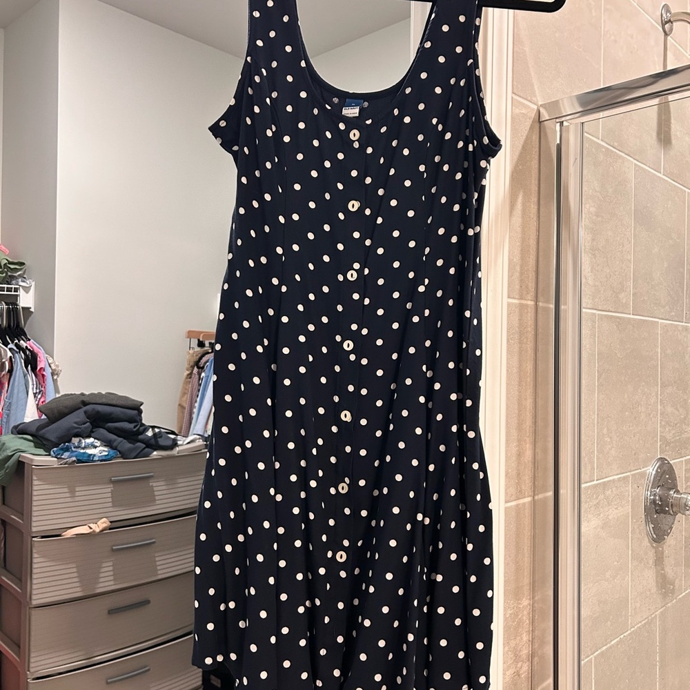 Old Navy Navy Blue Polka Dot Mini Dress - Picture 2 of 2